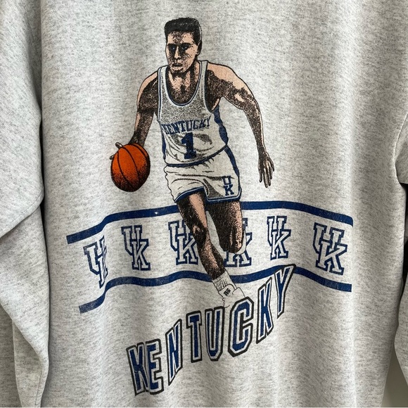 Vintage Gray UK Kentucky Wildcats Basketball Graphic Sweatshirt Crewneck - Picture 6 of 14